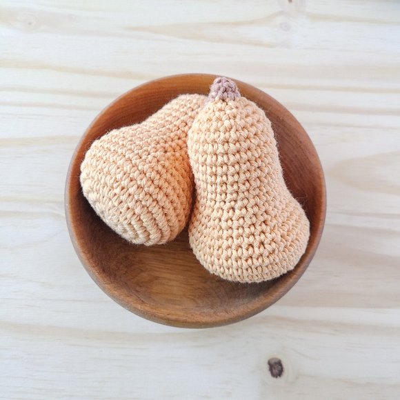 Crochet Butternut Squash Crochet Toys Pretend Play Toy Foods - Picture 2 of 2